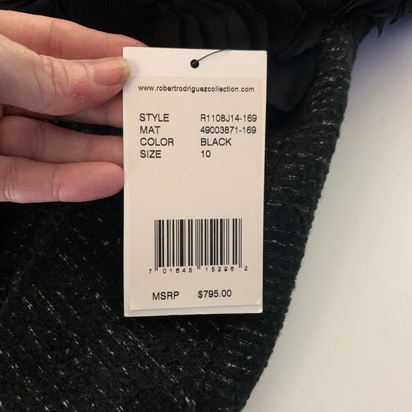 ROBERT RODRIGUEZ Black Rose Petal Ruffle Blazer Jacket - NWT - Picture 12 of 14